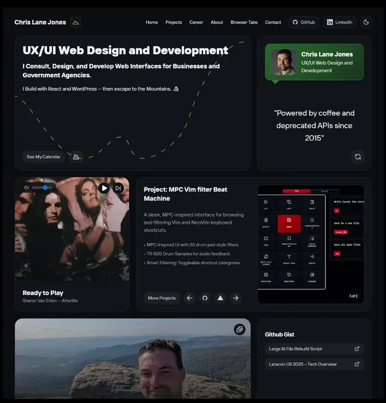 Current Next.js and React website with modern animations