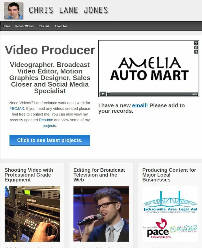 Original video production portfolio website